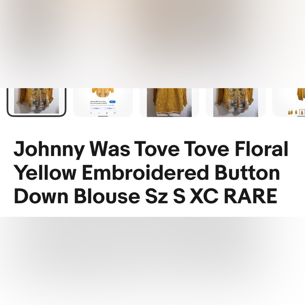 RARE Johnny Was Tove Tove Yellow Floral Embroidered Button Down BlouseSz S XC - Picture 13 of 13